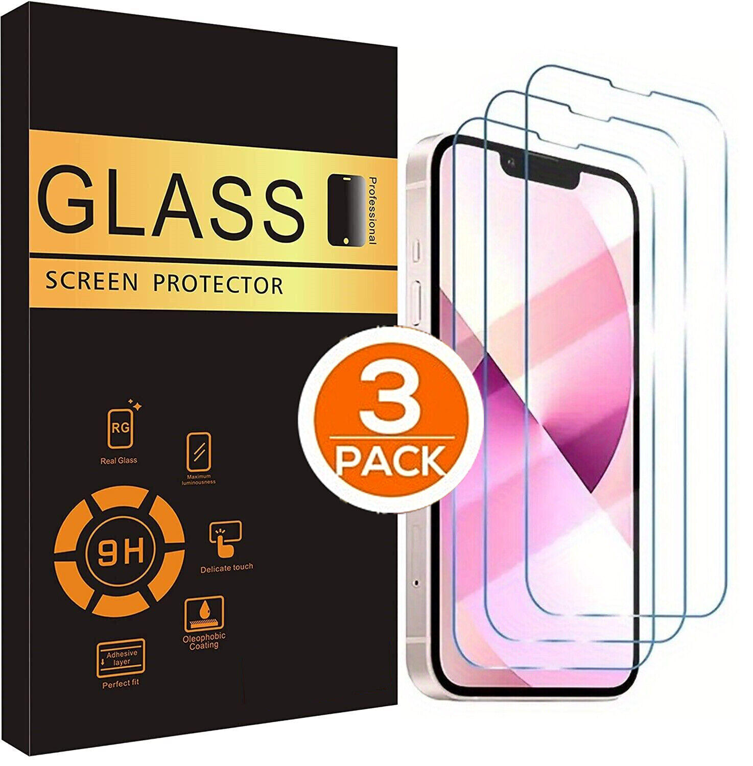 3-PACK For iPhone 15 14 13 12 11 Pro Max X XS XR Tempered GLASS